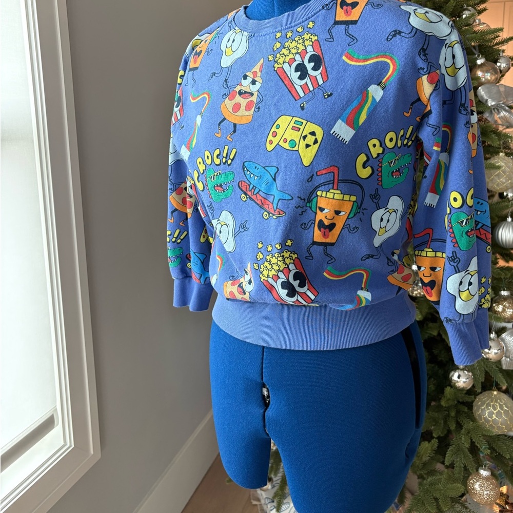Kids Fun Print Blue Sweatshirt - Picture 2 of 4